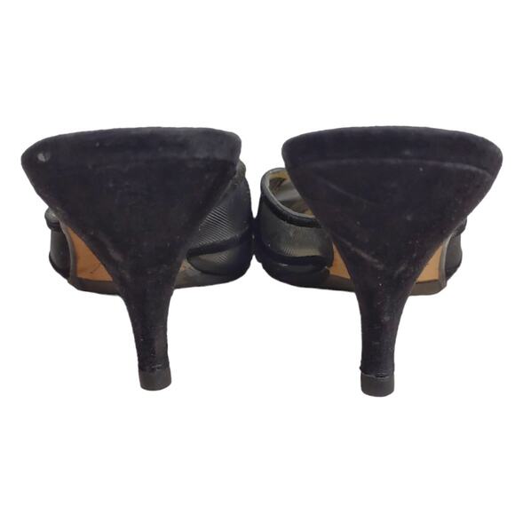ALLURE Black Slip On Mules Size 7.5 Black Mesh and Suede Trim High Heels Formal - Picture 10 of 11